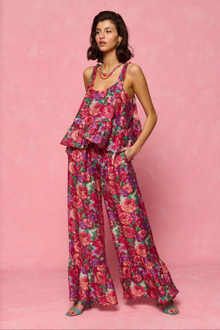 karavan clothing fashion spring summer 26 nai collection salma trousers purple aqua pink floral