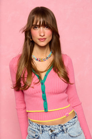 karavan clothing fashion spring summer 26 nai collection carolina knitted cardigan pink