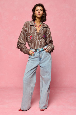 karavan clothing fashion spring summer 26 nai collection harper shirt brown stripes