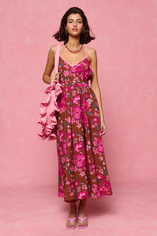 karavan clothing fashion spring summer 26 nai collection tati dress floral brown magenta