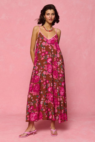 karavan clothing fashion spring summer 26 nai collection tati dress floral brown magenta