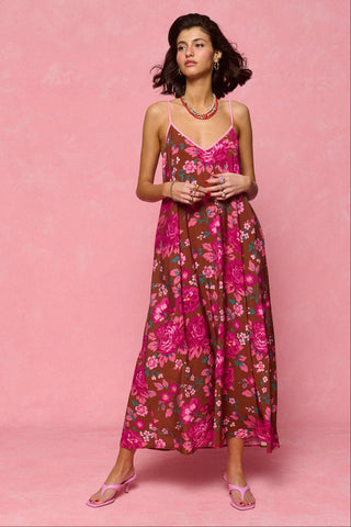 karavan clothing fashion spring summer 26 nai collection tati dress floral brown magenta