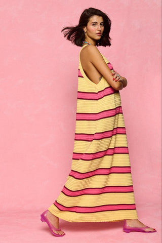 karavan clothing fashion spring summer 26 nai collection veronica knitted dress yellow pink