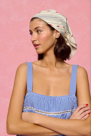 karavan clothing fashion planet homeware spring summer 26 nai collection farm bandana ivory blue stripes