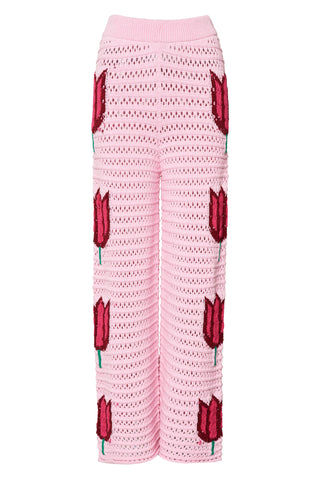 karavan clothing fashion spring summer 26 nai collection amaryllis knitted trousers pink tulips