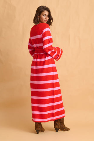 karavan clothing fashion fall winter 25 homecoming collection amira knitted dress pink red stripes