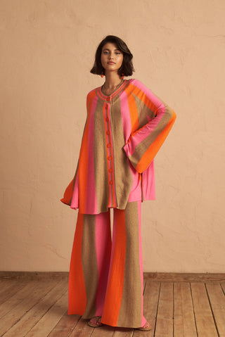 karavan clothing fashion spring summer 25 annalise knitted trousers pink orange stripes