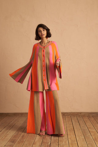 karavan clothing fashion spring summer 25 annalise knitted trousers pink orange stripes