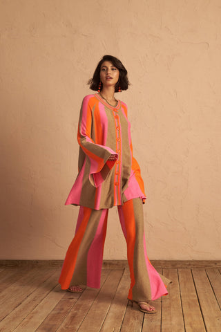 karavan clothing fashion spring summer 25 annalise knitted trousers pink orange stripes