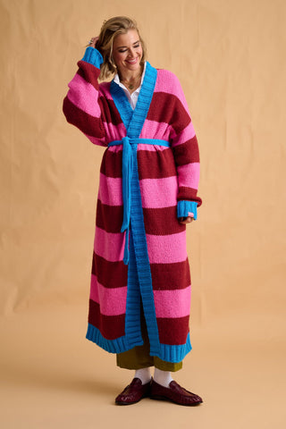 karavan clothing fashion fall winter 25 homecoming collection carmen cardigan bordeaux pink turquoise stripes
