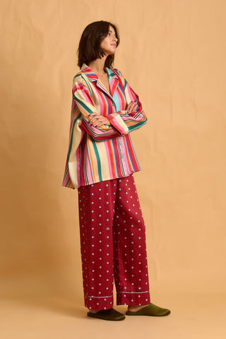 karavan clothing fashion fall winter 25 homecoming homeware collection burgundy pants light blue dots