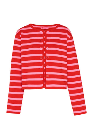 karavan clothing fashion spring summer 26 nai collection clea knitted ardigan red pink stripes