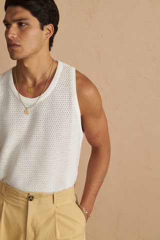 karavan clothing tosa kalokairia spring summer 25 men collection griffin knitted tank top white