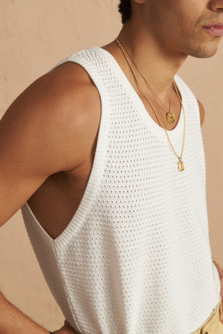 karavan clothing tosa kalokairia spring summer 25 men collection griffin knitted tank top white