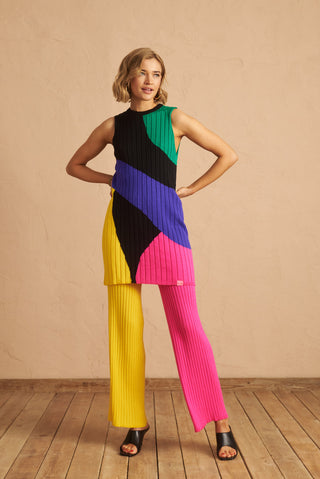 karavan clothing fashion spring summer 25 etta knitted trousers yellow pink