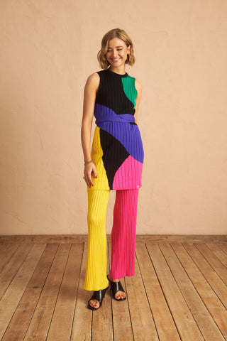 karavan clothing fashion spring summer 25 etta knitted trousers yellow pink