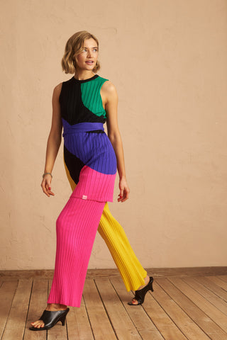 karavan clothing fashion spring summer 25 etta knitted trousers yellow pink