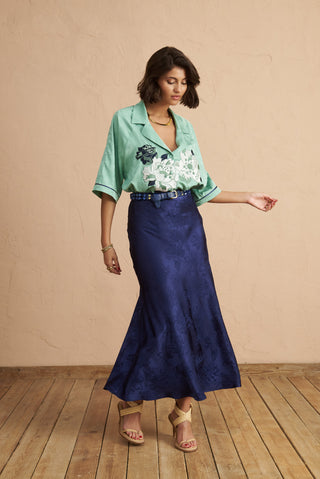 karavan clothing fashion spring summer 25 krvn eviana shirt green floral embroidery