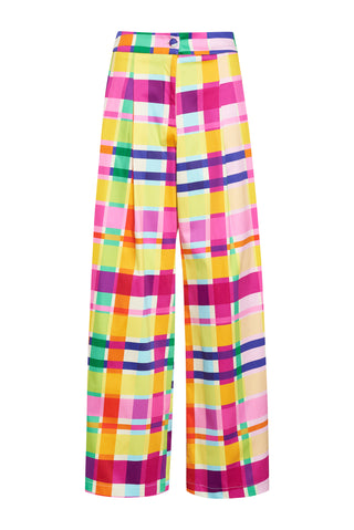 karavan clothing fashion spring summer 26 nai collection evita trousers magenta green yellow checked