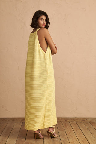 karavan clothing fashion spring summer 25 krvn flora knitted dress lemon yellow