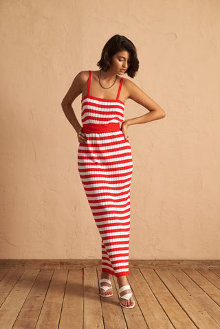 karavan clothing fashion spring summer 25 gabriella knitted dress pink red stripes