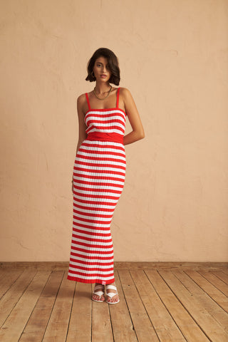 karavan clothing fashion spring summer 25 gabriella knitted dress pink red stripes
