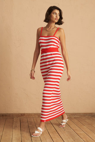 karavan clothing fashion spring summer 25 gabriella knitted dress pink red stripes
