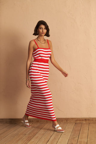 karavan clothing fashion spring summer 25 gabriella knitted dress pink red stripes