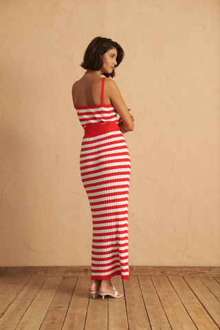 karavan clothing fashion spring summer 25 gabriella knitted dress pink red stripes