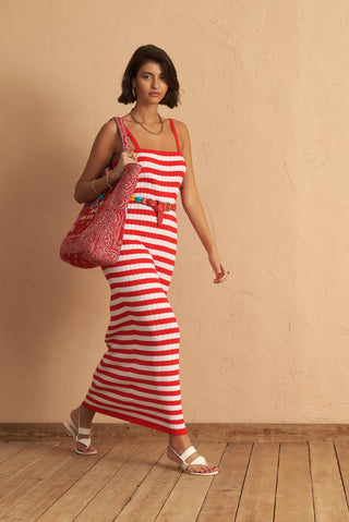 karavan clothing fashion spring summer 25 gabriella knitted dress pink red stripes