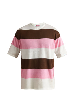 karavan clothing tosa kalokairia spring summer 25 men collection gael knitted tee brown pink stripes