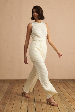 karavan clothing fashion spring summer 25 krvn krista knitted trousers ivory
