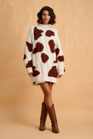 karavan clothing fashion fall winter 25 homecoming collection frida pullover brown cow ivory