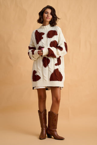 karavan clothing fashion fall winter 25 homecoming collection frida pullover brown cow ivory