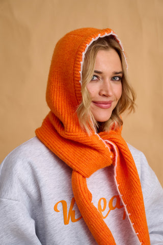 karavan clothing fashion fall winter 25 homecoming collection wanda balaclava scarf orange