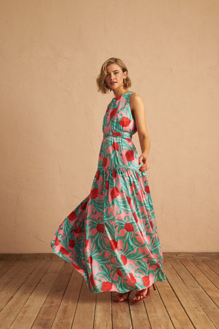 karavan clothing fashion spring summer 25 joelle dress roses pink red