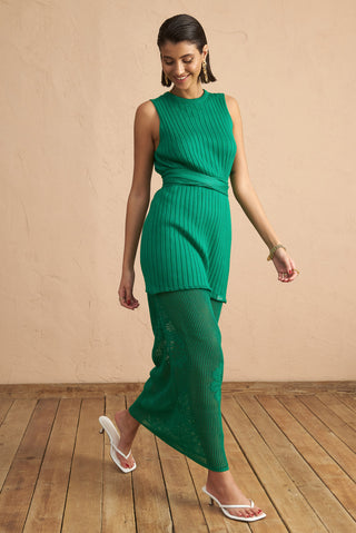 karavan clothing fashion spring summer 25 krvn vida knitted skirt green