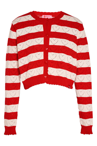 karavan clothing fashion spring summer 26 nai collection kyra knitted cardigan ivory red stripes