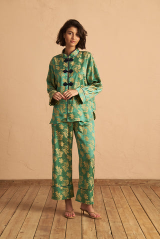 karavan clothing fashion spring summer 25 planet karavan mandarin shirt pajamas mint