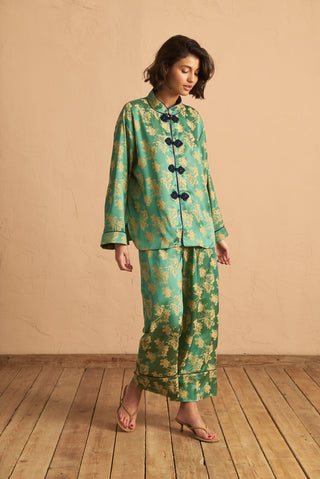 karavan clothing fashion spring summer 25 planet karavan mandarin shirt pajamas mint