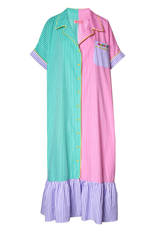 karavan clothing fashion spring summer 26 nai collection marina dress turquoise pink stripes