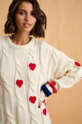 karavan clothing fashion fall winter 25 homecoming krvn collection marlee pullover ivory red hearts