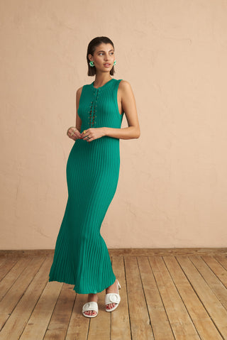 karavan clothing fashion spring summer 25 krvn natalia knitted dress green