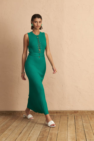 karavan clothing fashion spring summer 25 krvn natalia knitted dress green