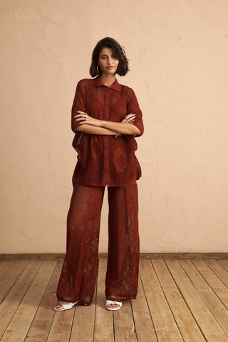karavan clothing fashion spring summer 25 krvn nyla knitted trousers brown