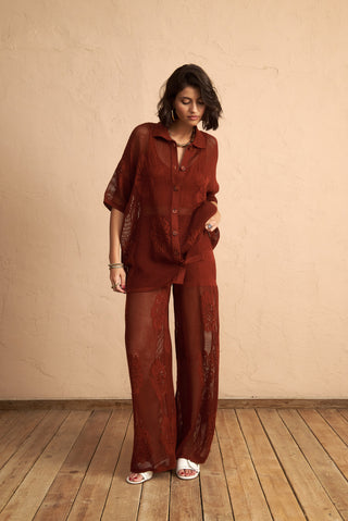 karavan clothing fashion spring summer 25 krvn nyla knitted trousers brown