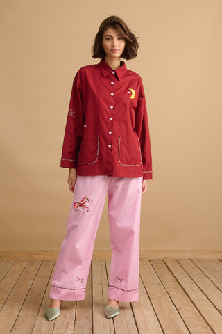 karavan clothing planet homeware collection fall winter 24 25 pyjamas set pink burgundy