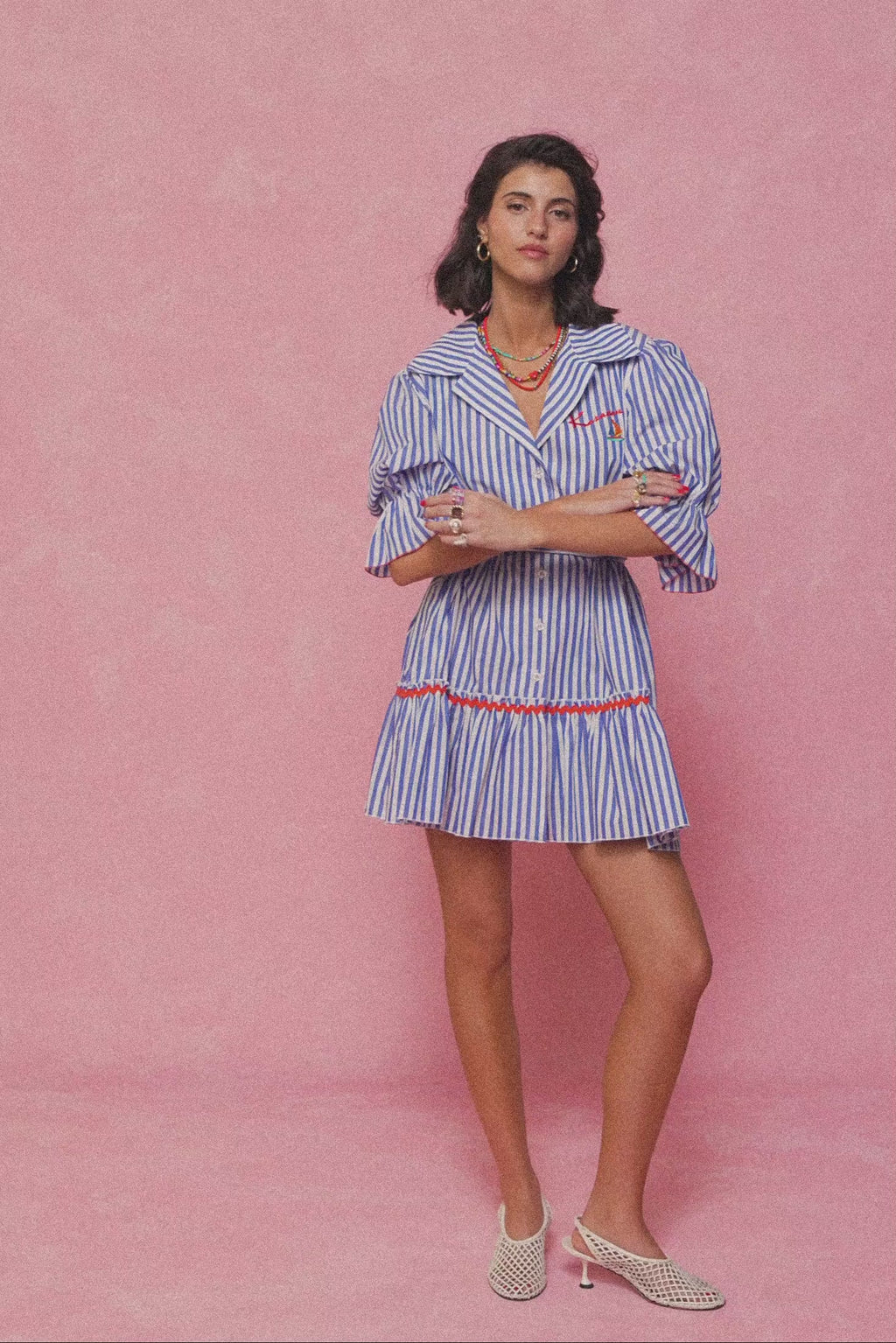 karavan clothing fashion spring summer 26 nai collection kalliope mini dress blue stripes