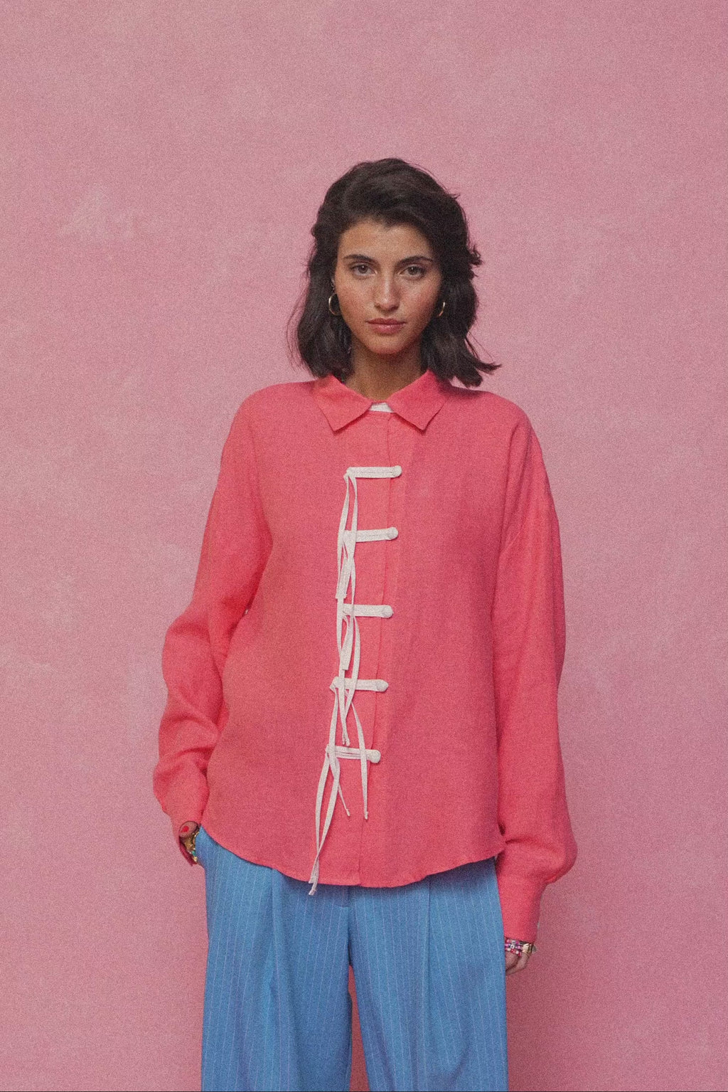 karavan clothing fashion spring summer 26 nai collection alkistis shirt  coral