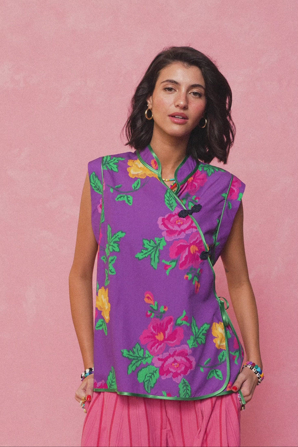 karavan clothing fashion spring summer 26 nai collection olivia shirt purple floral yellow